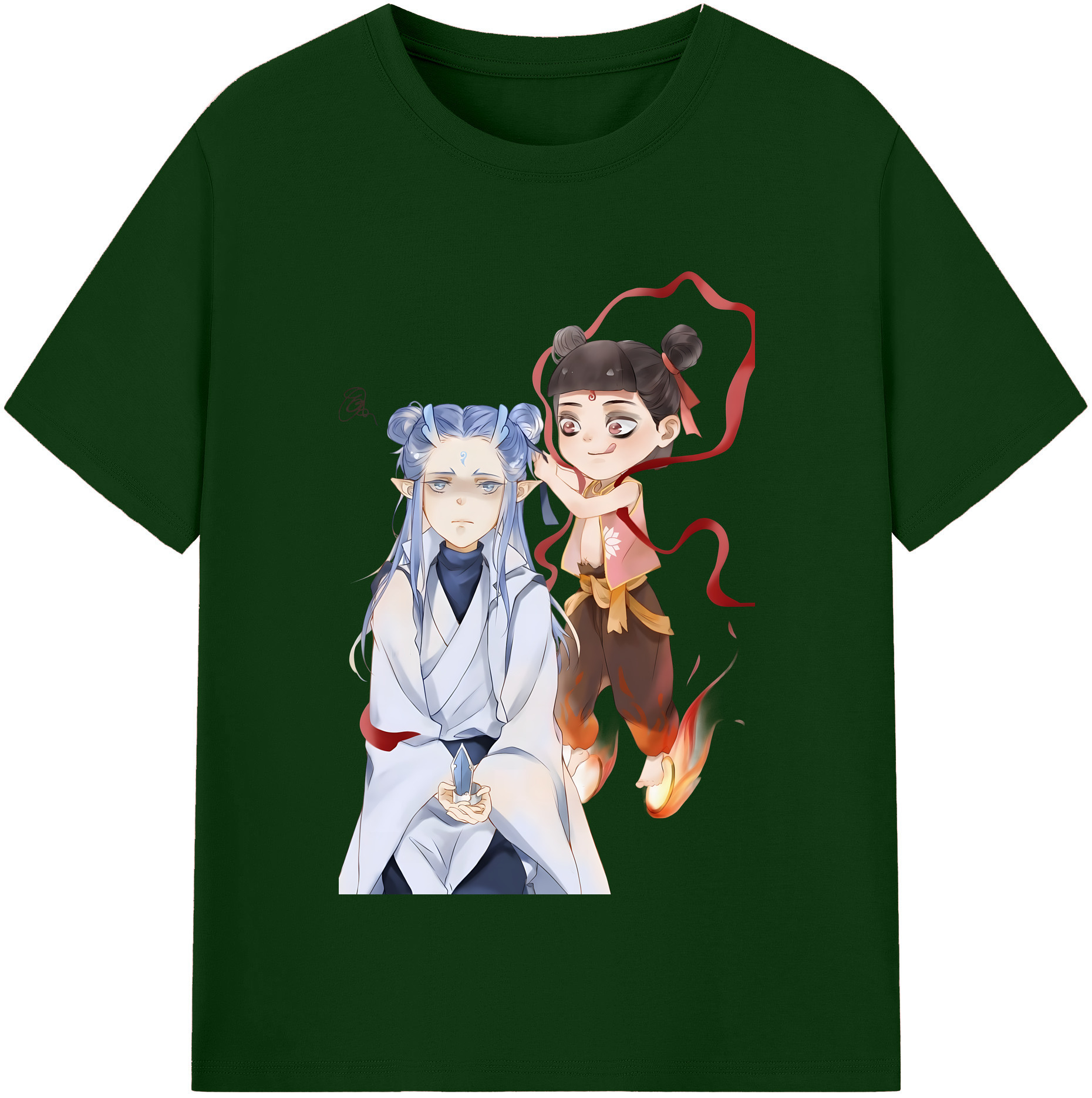 （画像用） Ne Zha 2 ナタ 魔童の大暴れ 綿100％半袖Tシャツ（フロントプリント）
